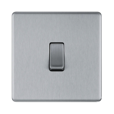 British General BG BRUSHED STAINLESS STEEL 1 GANG 2 WAY SWITCH FLAT PLATE